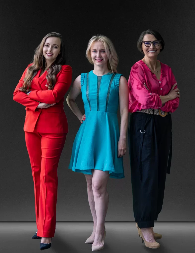 Urszula Leonczyk, Natalia Rogulska i Violetta Zawierucha podczas sesji zdjęciowej.
